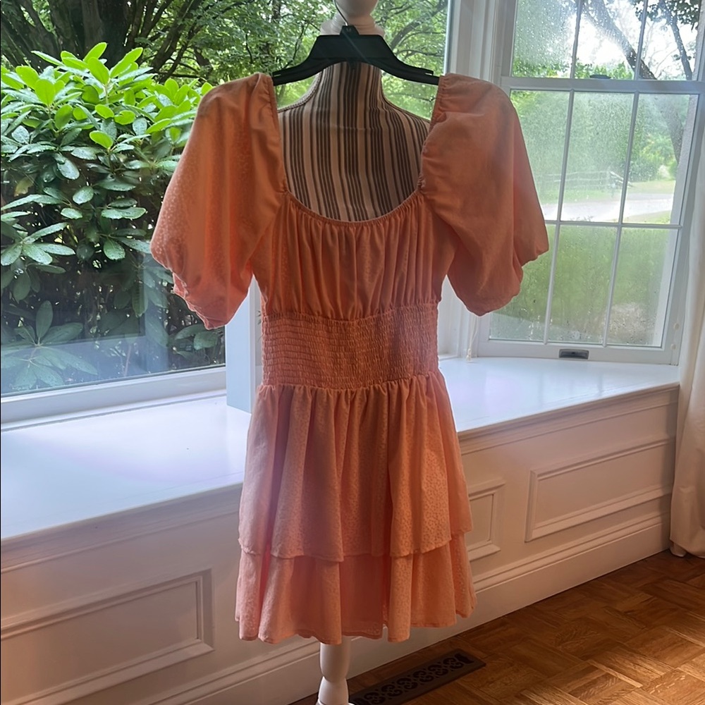 Lulu's Pink Ruched Puff Sleeve Mini Dress